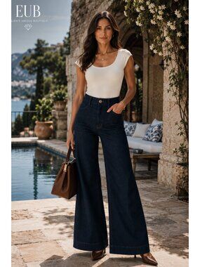 Anthropologie Maeve Colette High Rise Wide Leg Patch Pocket Jeans 28 New